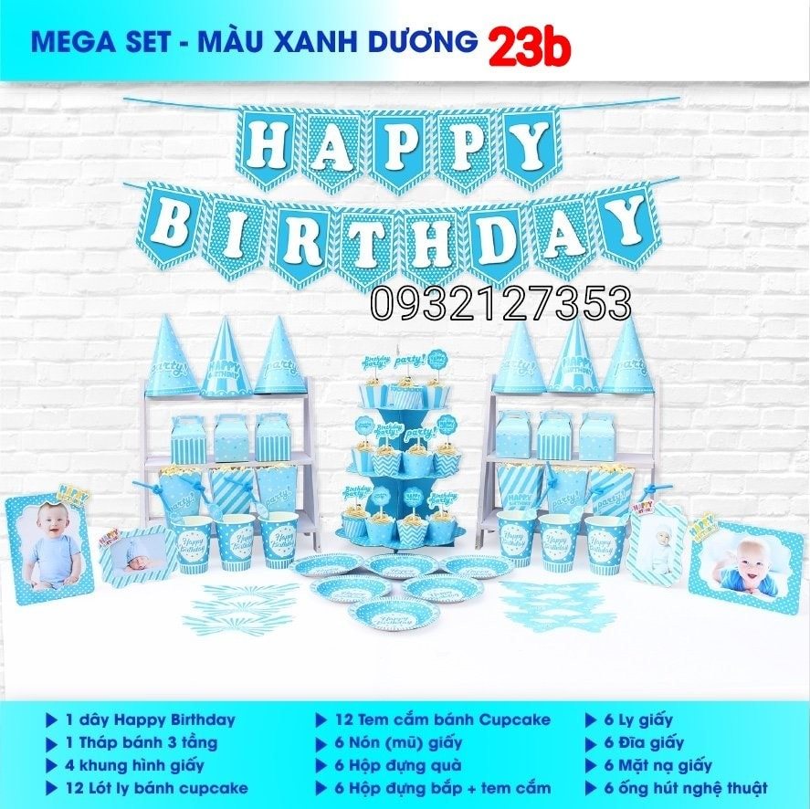 SÉT TRANG TRÍ SINH NHẬT MÀU XANH BIỂN SÉT TRANG TRÍ SINH NHẬT MÀU XANH BIỂN