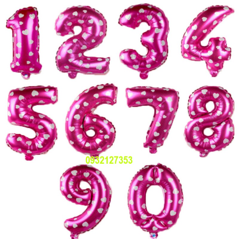 BÓNG SỐ SIZE 35CM MÀU HỒNG IN TIM BÓNG SỐ SIZE 35CM MÀU HỒNG IN TIM