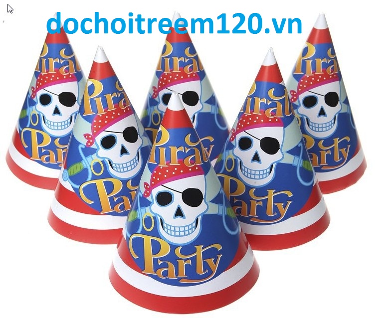 Set 6 nón sinh nhật hình Cướp biển Caribe Set 6 nón sinh nhật hình Cướp biển Caribe