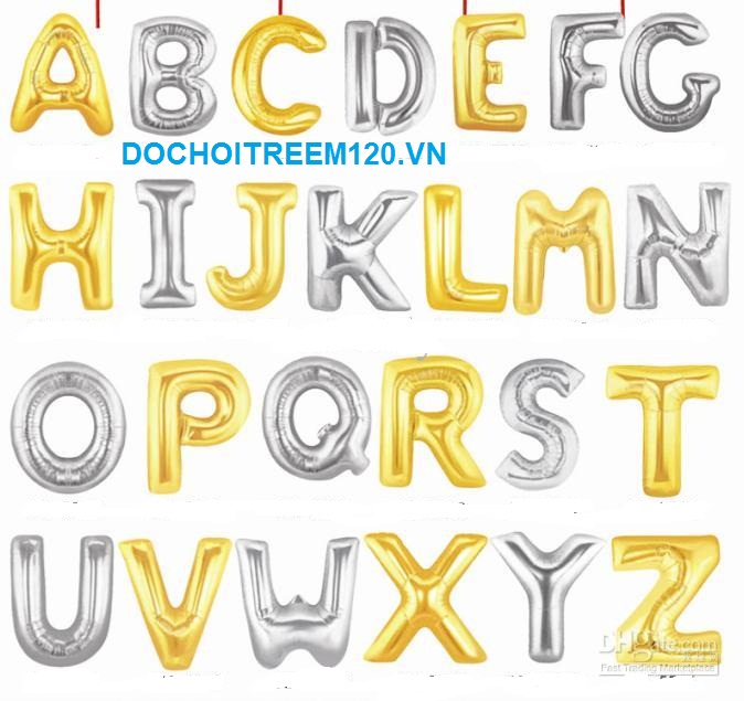 Bong bóng kiếng chữ cái 40cm (có chữ A-Z, màu vàng/bạc) 1 chữ Bong bóng kiếng chữ cái 40cm (có chữ A-Z, màu vàng/bạc) 1 chữ