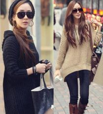 New Fashion Hooded Womens Sweater Batwing Sleeve Loose Knitted Casual Coat