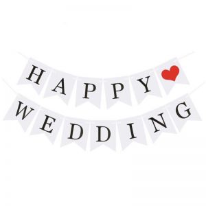 Dây chữ Happy Wedding đuôi cá