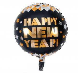 Bong bóng kiếng hình tròn chữ Happy New Year gold 45cm