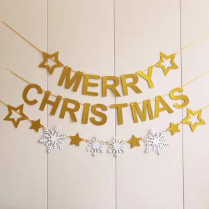 Dây chữ Merry Christmas mix vàng bạc