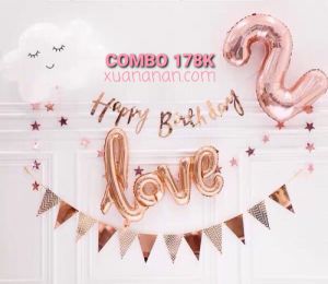Combo trang trí sinh nhật tông màu Rosegold 178K