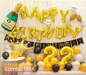 Combo trang trí sinh nhật Gold - Black [198K]