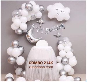 Combo trang trí sinh nhật Silver-White 214K