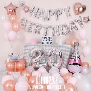 Combo trang trí sinh nhật Rosegold & Pink giảm còn [194K]