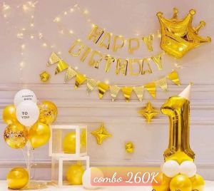 Combo trang trí sinh nhật màu Gold [260K]