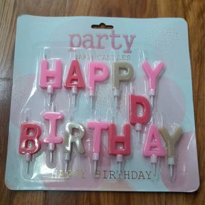 Nến chữ Happy Birthday mix màu hồng