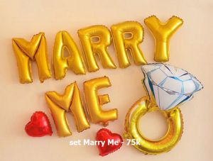 Set Marry Me bong bóng kiếng trang trí 10 món