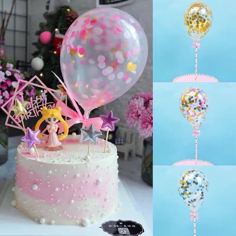 Cây bong bóng kim tuyến cắm bánh kem Cây bong bóng kim tuyến cắm bánh kem