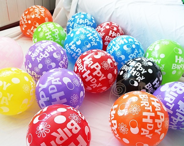 Set 10 bong bóng tròn in chữ Happy Birthday 30cm Set 10 bong bóng tròn in chữ Happy Birthday 30cm