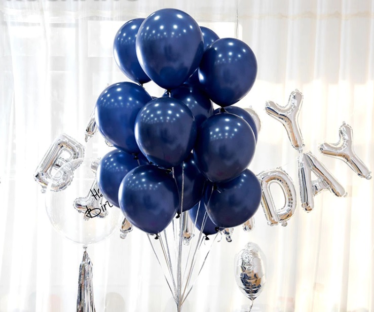 Bịch 50 bong bóng nhũ màu xanh Navy 25cm Bịch 50 bong bóng nhũ màu xanh Navy 25cm
