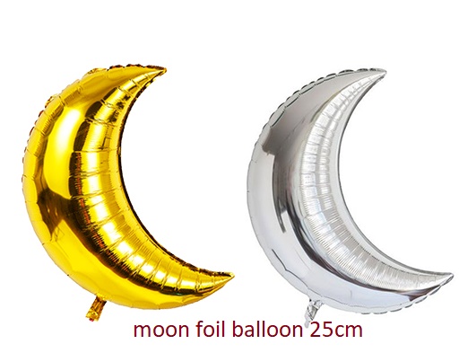 Bong bóng kiếng hình mặt trăng 25cm (gold/silver) Bong bóng kiếng hình mặt trăng 25cm (gold/silver)