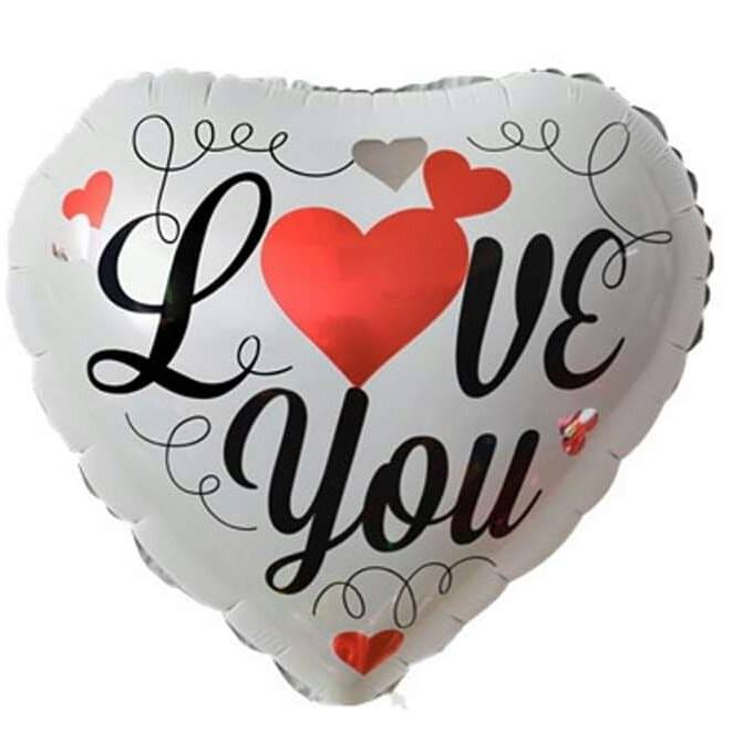 Bong bóng kiếng trái tim I love you 45cm trắng Bong bóng kiếng trái tim I love you 45cm trắng