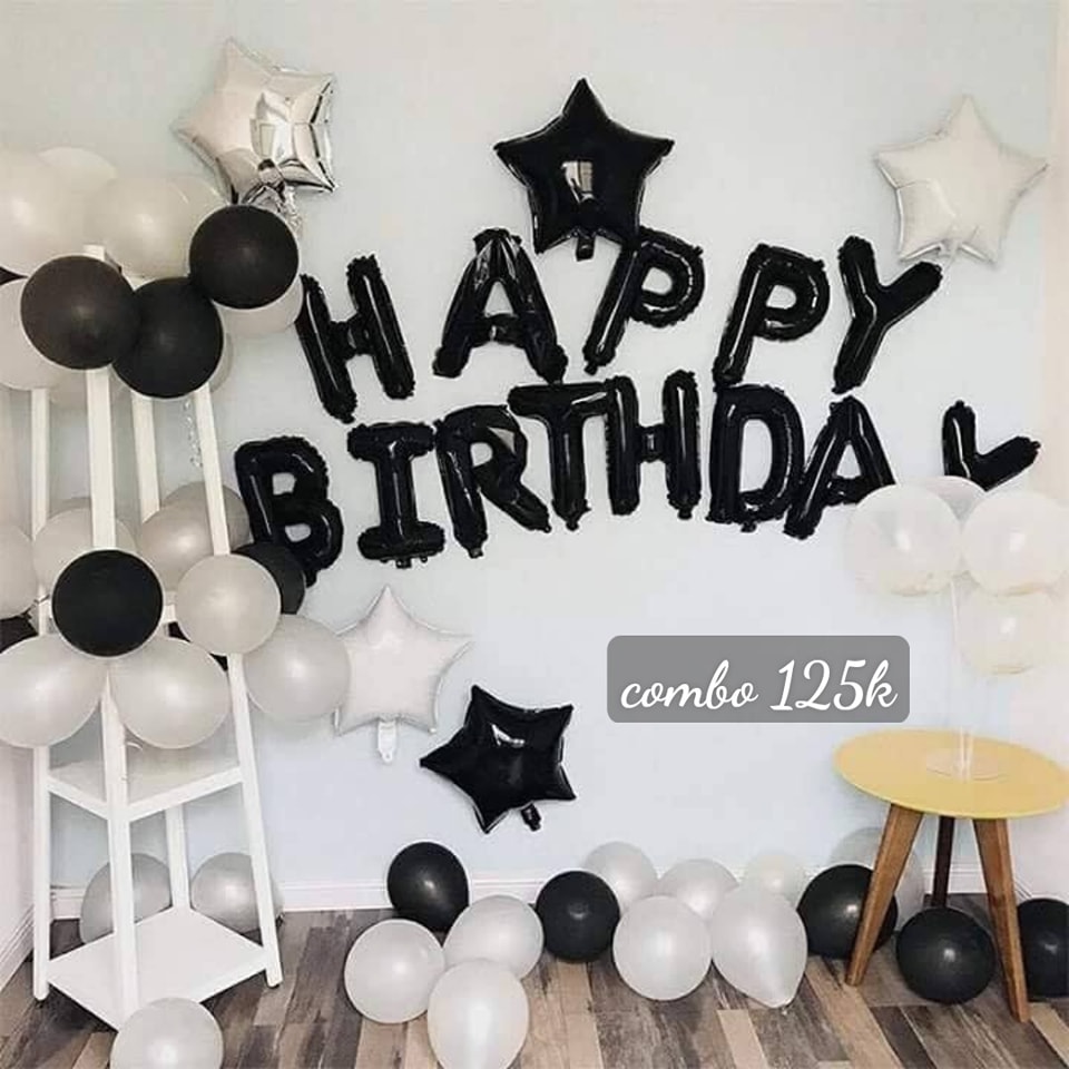Combo trang trí sinh nhật tông màu đen trắng [125K]