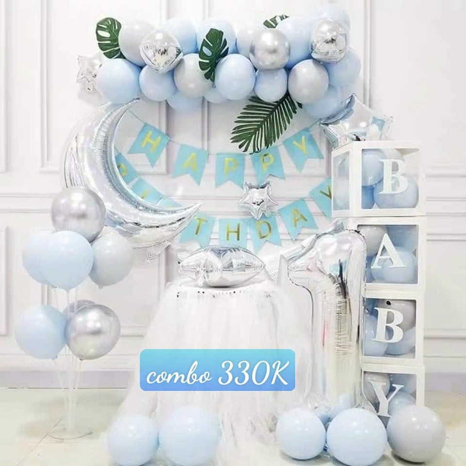 Combo trang trí sinh nhật tông xanh pastel [330K]