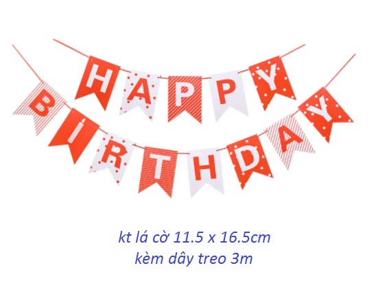 Dây chữ Happy Birthday đuôi cá màu đỏ Dây chữ Happy Birthday đuôi cá màu đỏ