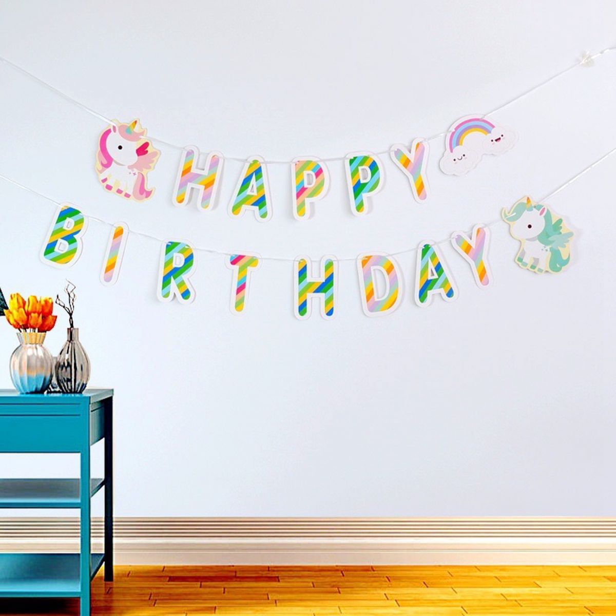 Dây chữ Happy Birthday mẫu Unicorn Dây chữ Happy Birthday mẫu Unicorn