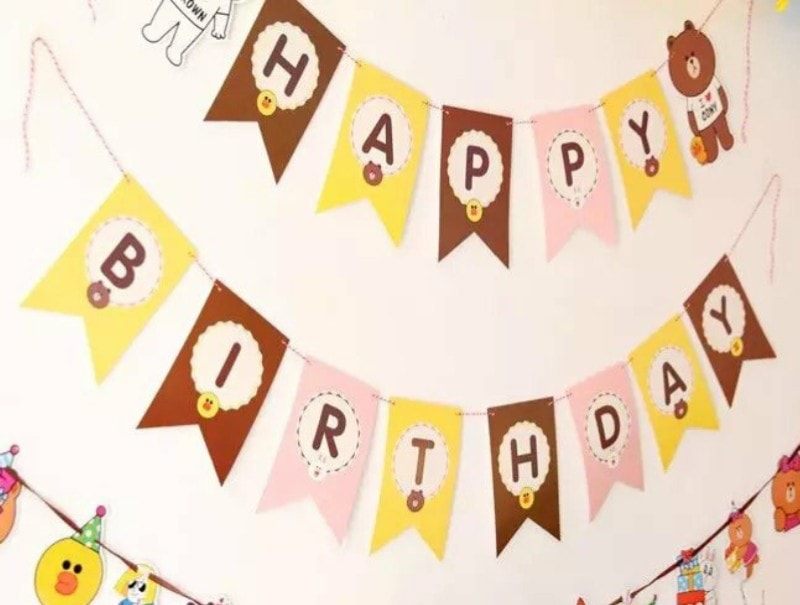 Dây chữ Happy Birthday mẫu Line Friends Dây chữ Happy Birthday mẫu Line Friends