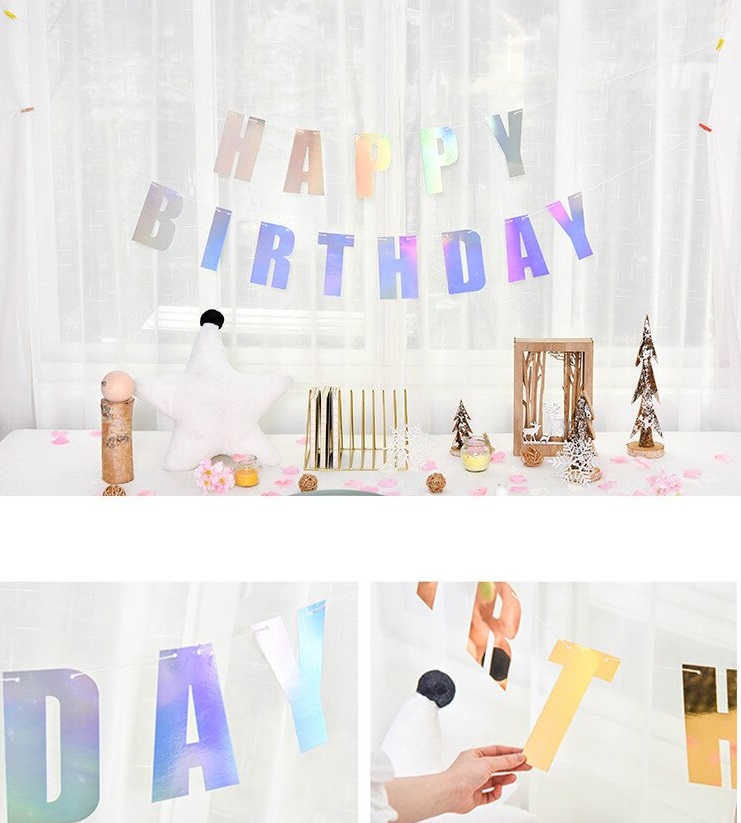 Happy Birthday Laser Banner (vàng/bạc) Happy Birthday Laser Banner (vàng/bạc)