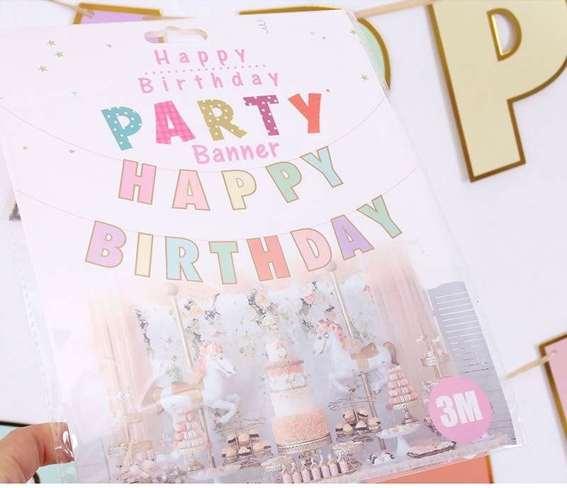 Dây chữ happy birthday đủ màu pastel 2m Dây chữ happy birthday đủ màu pastel 2m