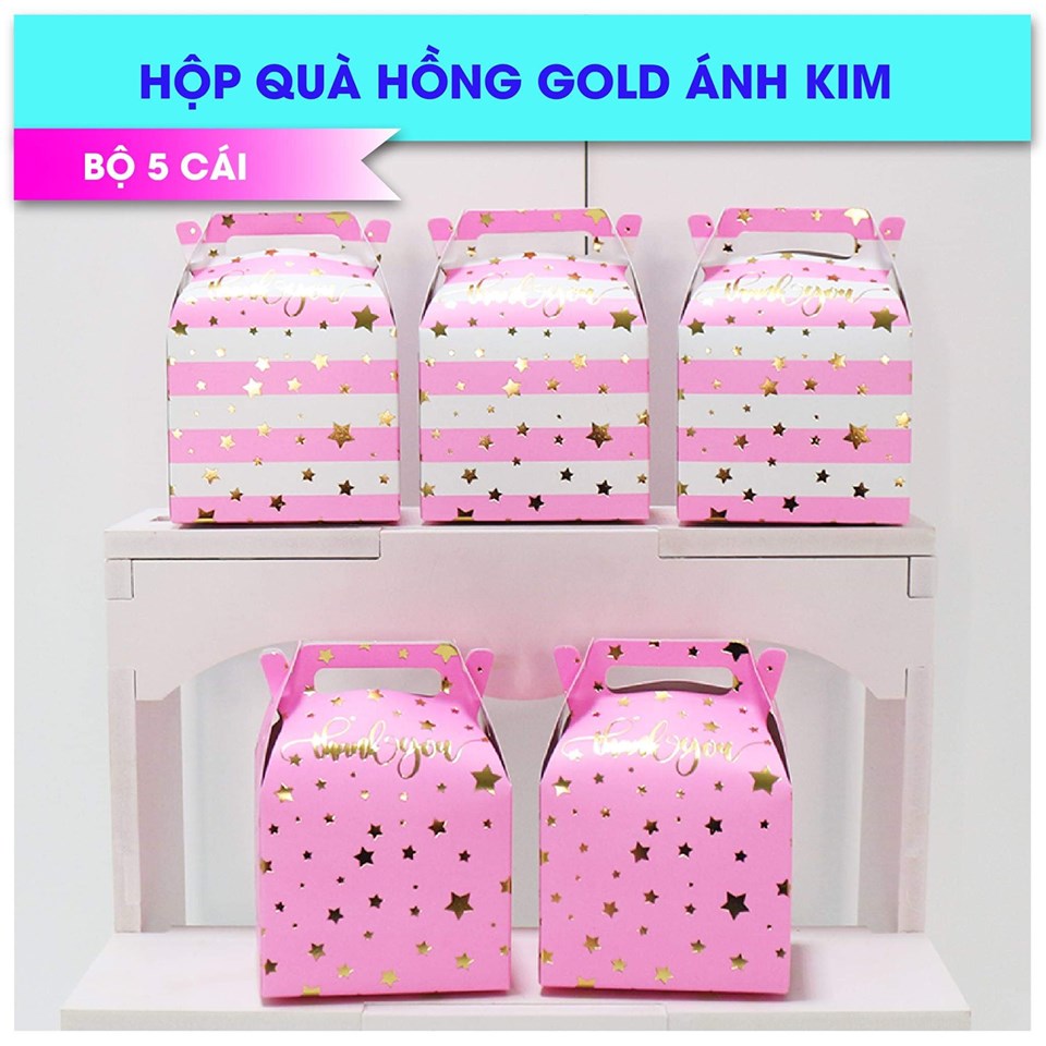 Set 5 hộp quà cám ơn ánh kim (trắng/xanh/hồng) Set 5 hộp quà cám ơn ánh kim (trắng/xanh/hồng)