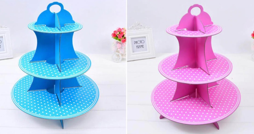 Kệ bánh cupcake 3 tầng chấm bi (xanh/hồng) Kệ bánh cupcake 3 tầng chấm bi (xanh/hồng)