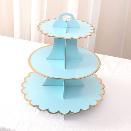 Kệ bánh cupcake 3 tầng màu pastel (vàng/xanh) Kệ bánh cupcake 3 tầng màu pastel (vàng/xanh)