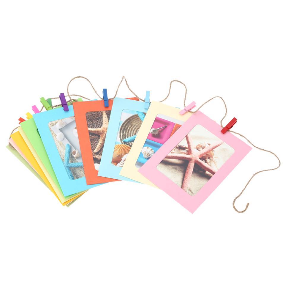 Set 10 khung ảnh dây treo kẹp gỗ màu sắc Set 10 khung ảnh dây treo kẹp gỗ màu sắc