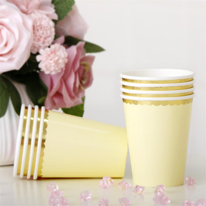 Set 8 ly giấy viền ánh kim màu gold Set 8 ly giấy viền ánh kim màu gold