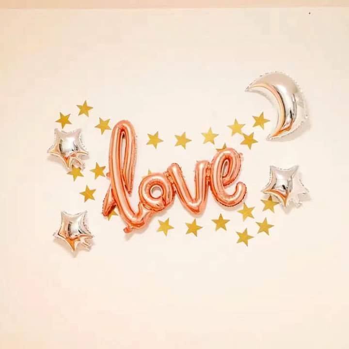 Set bong bóng kiếng chữ Love & Ngôi sao 6 pcs Set bong bóng kiếng chữ Love & Ngôi sao 6 pcs