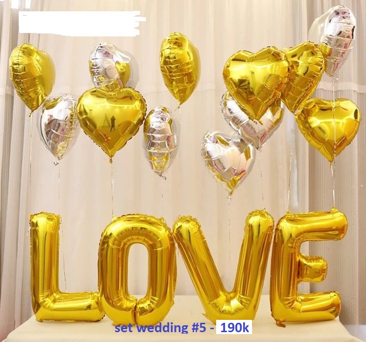 Set wedding #5 bong bóng kiếng trang trí 16 món (vàng-bạc/tím-bạc) Set wedding #5 bong bóng kiếng trang trí 16 món (vàng-bạc/tím-bạc)